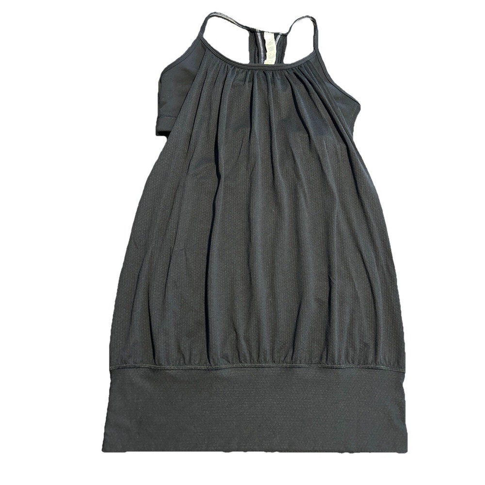 Lululemon Shirt Womens 4 Black No Limits Tank Top Flowy Built In Bra Yoga